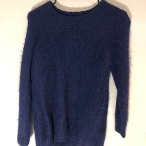 Fuzzy Navy Blue Long Sleeve Sweater